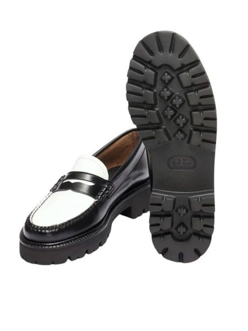 G.H. Bass Women's Whitney Super Lug Weejuns Black & White Penny Loafers Size 8.5 - Picture 5 of 13